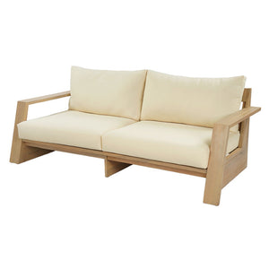 English Elm Outdoor Solid Acacia Patio Loveseat with Teak Finish and Thick Cream Cushions N772P442266L