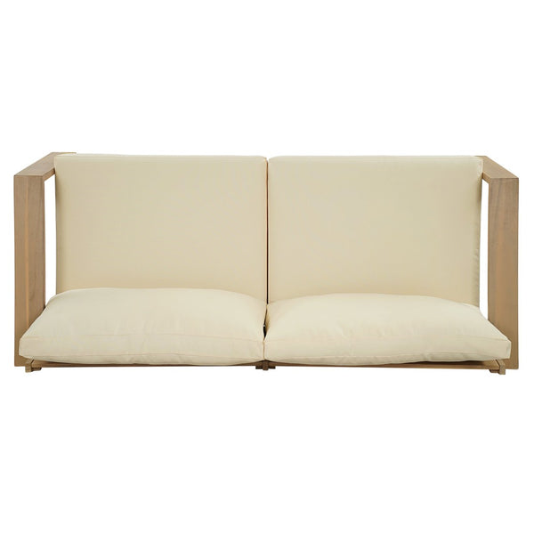English Elm Outdoor Solid Acacia Patio Loveseat with Teak Finish and Thick Cream Cushions N772P442266L