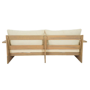 English Elm Outdoor Solid Acacia Patio Loveseat with Teak Finish and Thick Cream Cushions N772P442266L