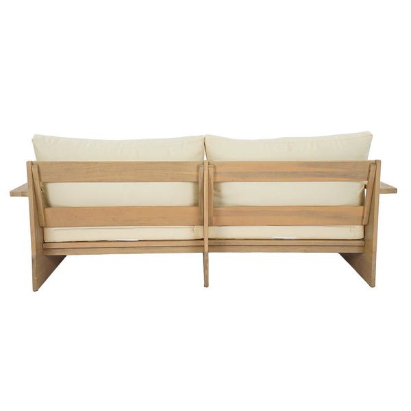 English Elm Outdoor Solid Acacia Patio Loveseat with Teak Finish and Thick Cream Cushions N772P442266L