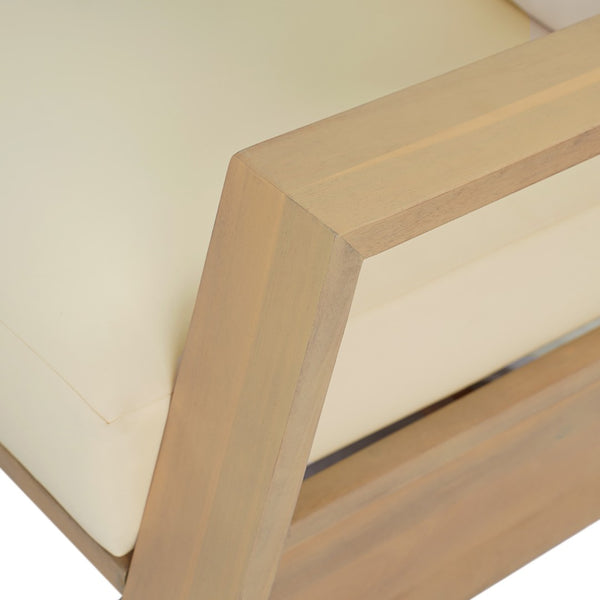English Elm Outdoor Solid Acacia Patio Loveseat with Teak Finish and Thick Cream Cushions N772P442266L