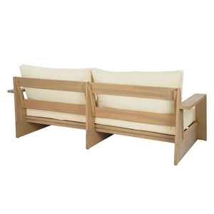 English Elm Outdoor Solid Acacia Patio Loveseat with Teak Finish and Thick Cream Cushions N772P442266L