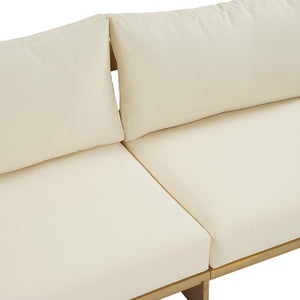 English Elm Outdoor Solid Acacia Patio Loveseat with Teak Finish and Thick Cream Cushions N772P442266L