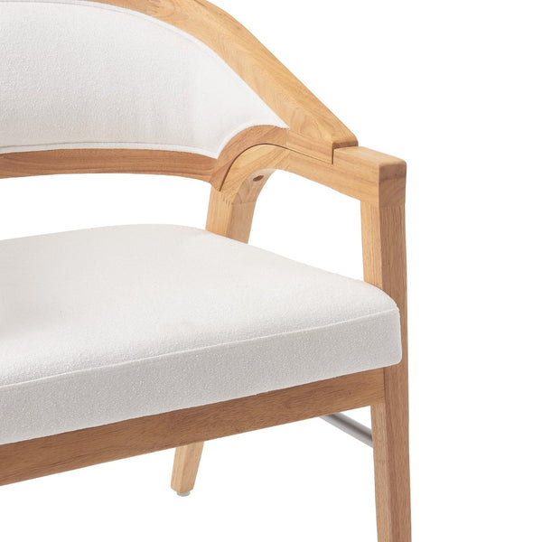 English Elm Indoor Solid Wood Arm Dining Chairs White Upholstered Rubberwood Set for Two Natural N772P443094N