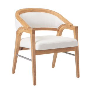 English Elm Indoor Solid Wood Arm Dining Chairs White Upholstered Rubberwood Set for Two Natural N772P443094N