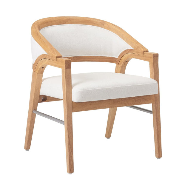 English Elm Indoor Solid Wood Arm Dining Chairs White Upholstered Rubberwood Set for Two Natural N772P443094N