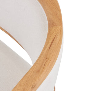 English Elm Indoor Solid Wood Arm Dining Chairs White Upholstered Rubberwood Set for Two Natural N772P443094N