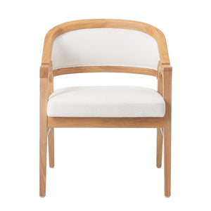 English Elm Indoor Solid Wood Arm Dining Chairs White Upholstered Rubberwood Set for Two Natural N772P443094N