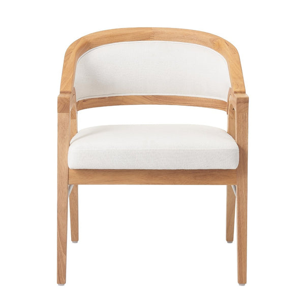 English Elm Indoor Solid Wood Arm Dining Chairs White Upholstered Rubberwood Set for Two Natural N772P443094N