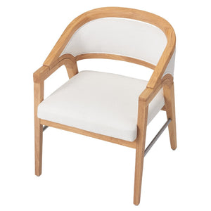 English Elm Indoor Solid Wood Arm Dining Chairs White Upholstered Rubberwood Set for Two Natural N772P443094N
