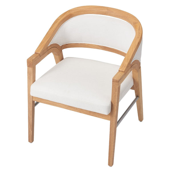 English Elm Indoor Solid Wood Arm Dining Chairs White Upholstered Rubberwood Set for Two Natural N772P443094N