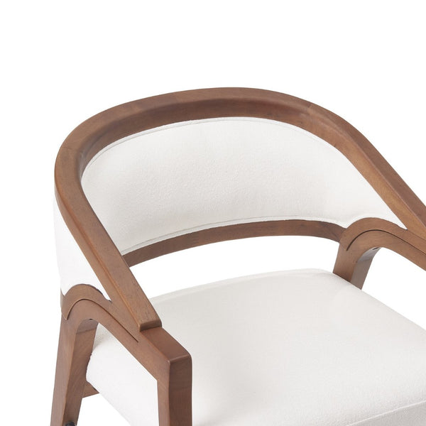 English Elm Indoor Solid Wood Arm Dining Chairs White Upholstered Rubberwood Set for Two Walnut N772P443094W