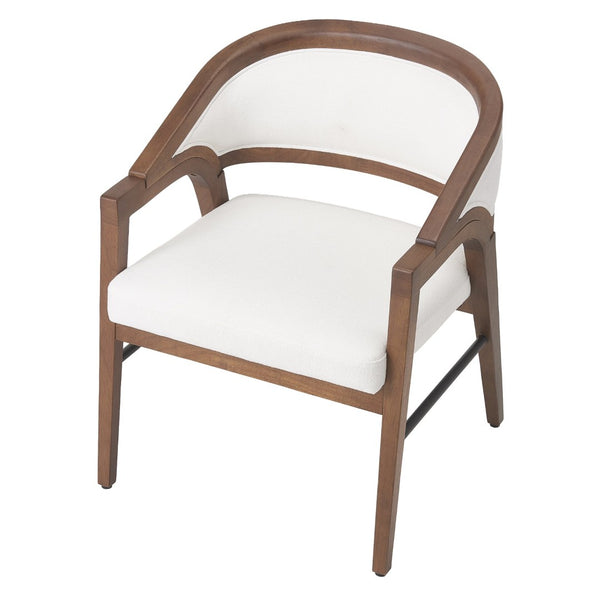 English Elm Indoor Solid Wood Arm Dining Chairs White Upholstered Rubberwood Set for Two Walnut N772P443094W