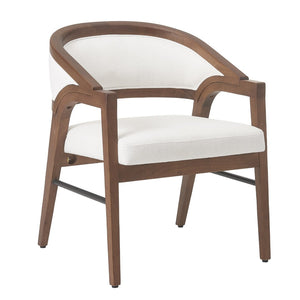 English Elm Indoor Solid Wood Arm Dining Chairs White Upholstered Rubberwood Set for Two Walnut N772P443094W