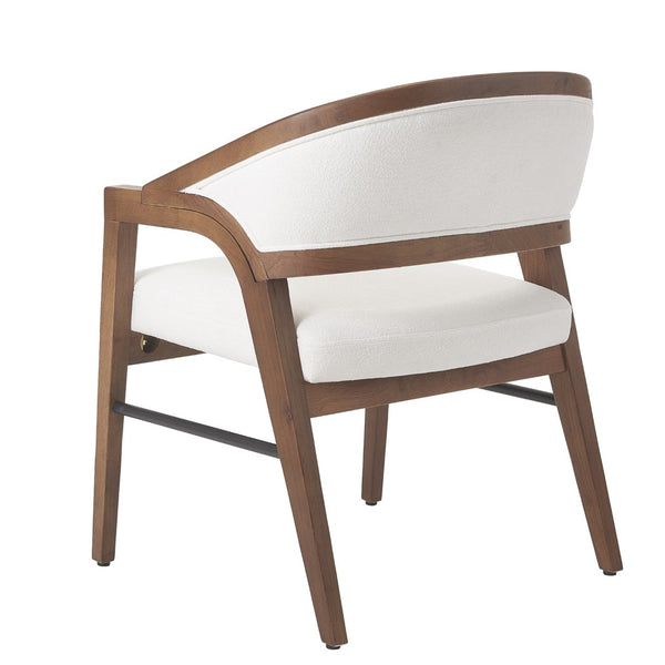 English Elm Indoor Solid Wood Arm Dining Chairs White Upholstered Rubberwood Set for Two Walnut N772P443094W