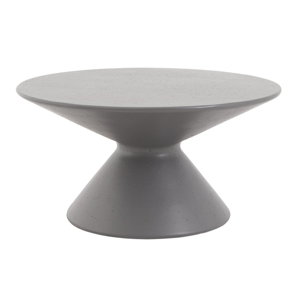English Elm 25.8" Mgo Round Coffee Table Faux Stone Pedestal Design for Living Room or Patio N772P443486G