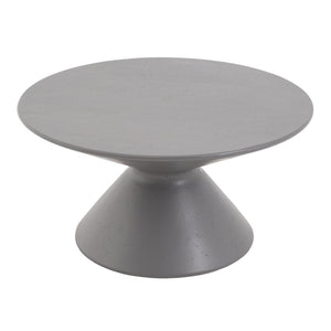 English Elm 25.8" Mgo Round Coffee Table Faux Stone Pedestal Design for Living Room or Patio N772P443486G