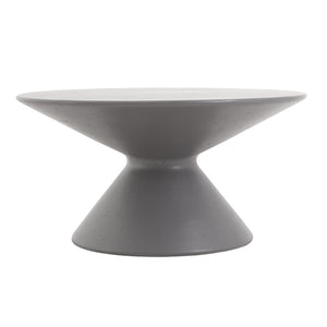 English Elm 25.8" Mgo Round Coffee Table Faux Stone Pedestal Design for Living Room or Patio N772P443486G