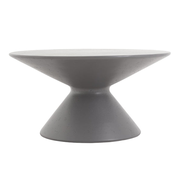 English Elm 25.8" Mgo Round Coffee Table Faux Stone Pedestal Design for Living Room or Patio N772P443486G