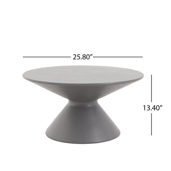 English Elm 25.8" Mgo Round Coffee Table Faux Stone Pedestal Design for Living Room or Patio N772P443486G