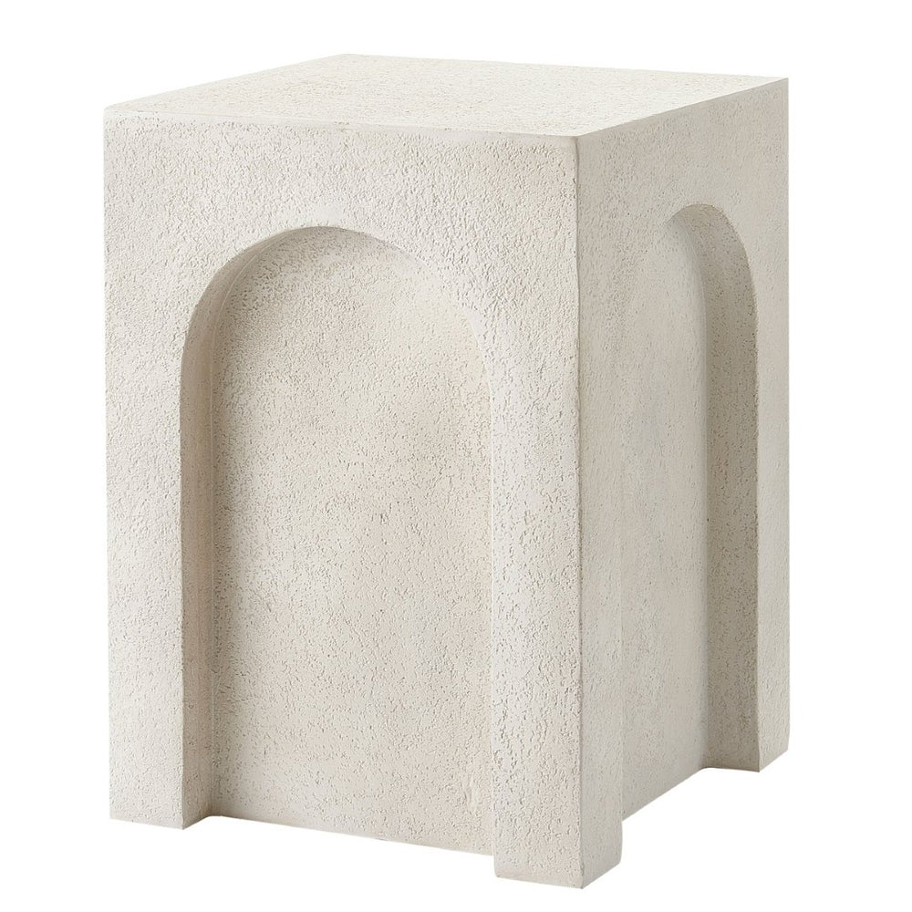 English Elm Modern Mgo Concrete Square Side Table Lightweight Stone Look for Patio or Living Room N772P443488A