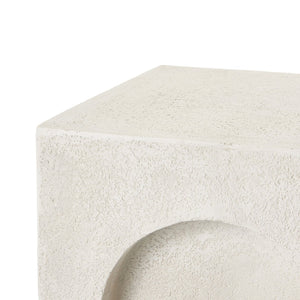 English Elm Modern Mgo Concrete Square Side Table Lightweight Stone Look for Patio or Living Room N772P443488A