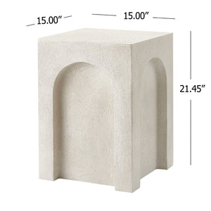 English Elm Modern Mgo Concrete Square Side Table Lightweight Stone Look for Patio or Living Room N772P443488A