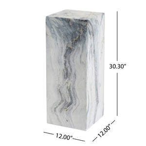 English Elm Handcrafted Marble Effect Square Pedestal Plant Stand for Indoor Outdoor Decor N772P443499M