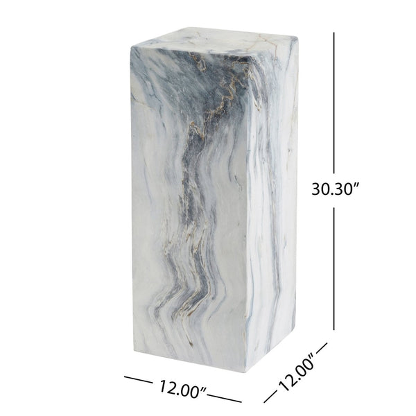 English Elm Handcrafted Marble Effect Square Pedestal Plant Stand for Indoor Outdoor Decor N772P443499M