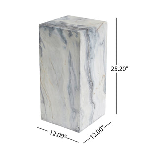 English Elm Handcrafted Marble Effect Square Column Pedestal Plant Stand for Indoor Outdoor Decor N772P443502M