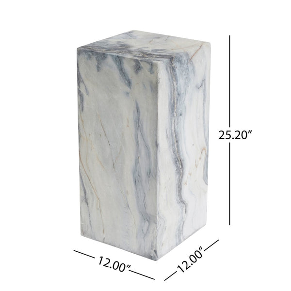 English Elm Handcrafted Marble Effect Square Column Pedestal Plant Stand for Indoor Outdoor Decor N772P443502M