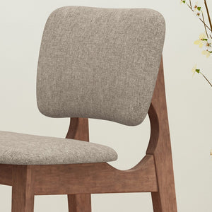 English Elm Bar Chairs Set of 2 Mid-Century Rubberwood Frame Tapered Legs Beige Upholstered Seat N772P443697B