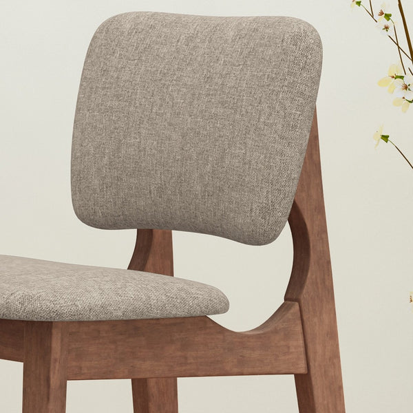 English Elm Bar Chairs Set of 2 Mid-Century Rubberwood Frame Tapered Legs Beige Upholstered Seat N772P443697B