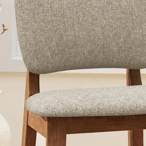 English Elm Bar Chairs Set of 2 Mid-Century Rubberwood Frame Tapered Legs Beige Upholstered Seat N772P443697B