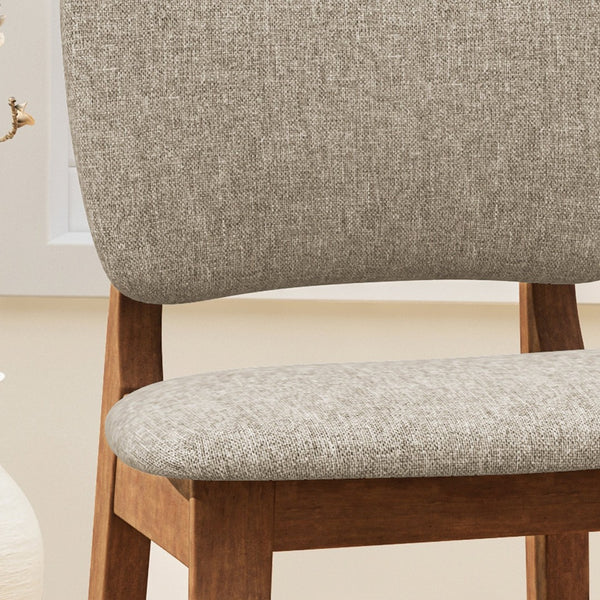 English Elm Bar Chairs Set of 2 Mid-Century Rubberwood Frame Tapered Legs Beige Upholstered Seat N772P443697B