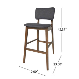 English Elm Bar Chairs Set of 2 Solid Rubberwood Mid-Century Modern Seating for Kitchen Islands N772P443697C