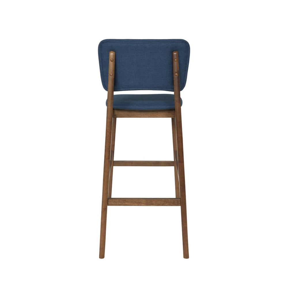English Elm Bar Chairs Set of 2 Mid-Century Rubberwood Frame Upholstered Kitchen Island Seating N772P443697D