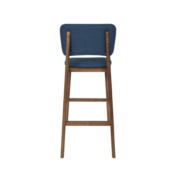 English Elm Bar Chairs Set of 2 Mid-Century Rubberwood Frame Upholstered Kitchen Island Seating N772P443697D