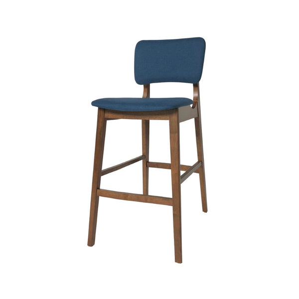 English Elm Bar Chairs Set of 2 Mid-Century Rubberwood Frame Upholstered Kitchen Island Seating N772P443697D
