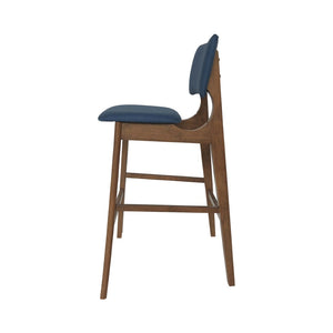 English Elm Bar Chairs Set of 2 Mid-Century Rubberwood Frame Upholstered Kitchen Island Seating N772P443697D