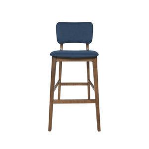 English Elm Bar Chairs Set of 2 Mid-Century Rubberwood Frame Upholstered Kitchen Island Seating N772P443697D