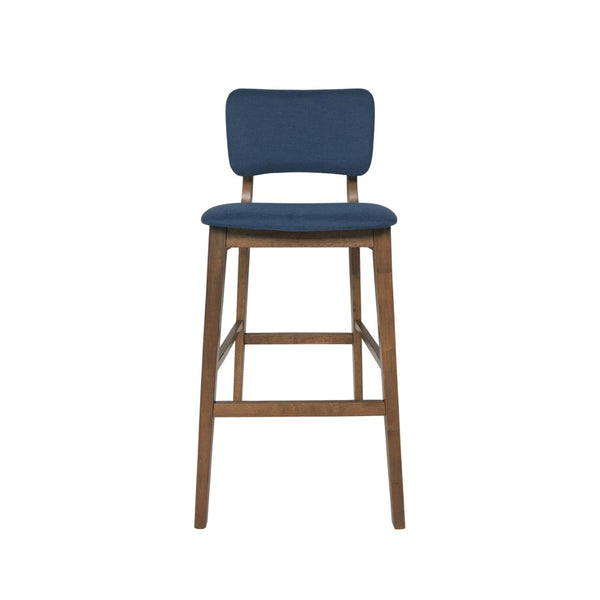 English Elm Bar Chairs Set of 2 Mid-Century Rubberwood Frame Upholstered Kitchen Island Seating N772P443697D
