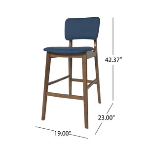 English Elm Bar Chairs Set of 2 Mid-Century Rubberwood Frame Upholstered Kitchen Island Seating N772P443697D