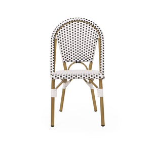 English Elm French Bistro Outdoor Chair Set of Two Woven Rattan Patio Seating for Garden or Balcony N772P451638B