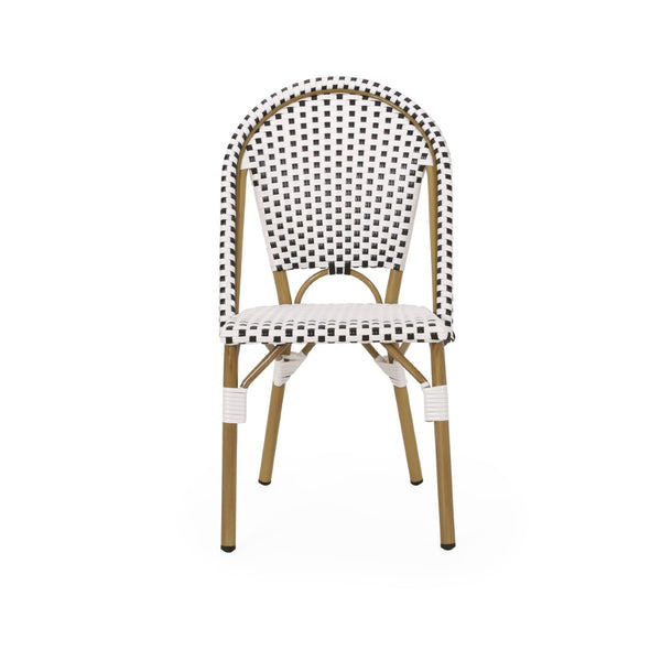 English Elm French Bistro Outdoor Chair Set of Two Woven Rattan Patio Seating for Garden or Balcony N772P451638B