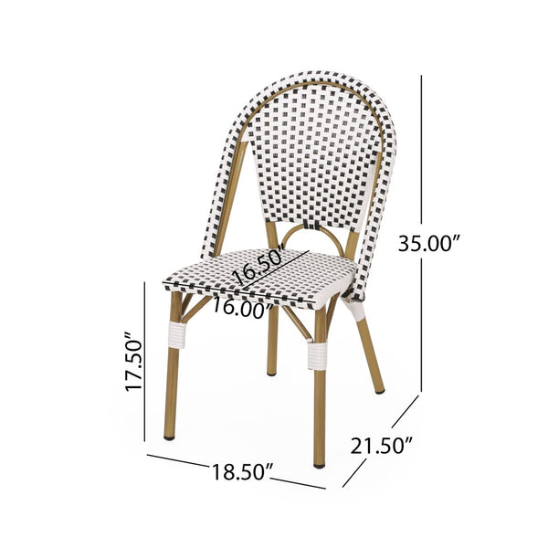 English Elm French Bistro Outdoor Chair Set of Two Woven Rattan Patio Seating for Garden or Balcony N772P451638B
