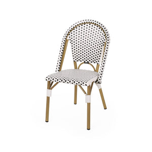English Elm French Bistro Outdoor Chair Set of Two Woven Rattan Patio Seating for Garden or Balcony N772P451638B