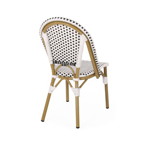 English Elm French Bistro Outdoor Chair Set of Two Woven Rattan Patio Seating for Garden or Balcony N772P451638B