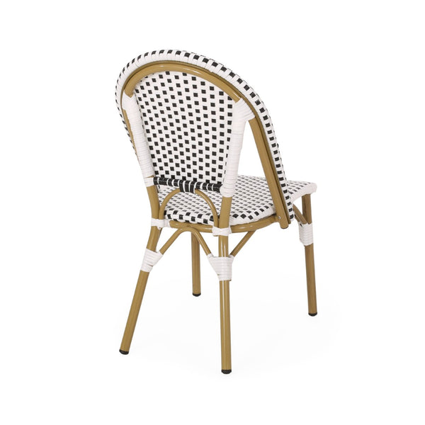 English Elm French Bistro Outdoor Chair Set of Two Woven Rattan Patio Seating for Garden or Balcony N772P451638B