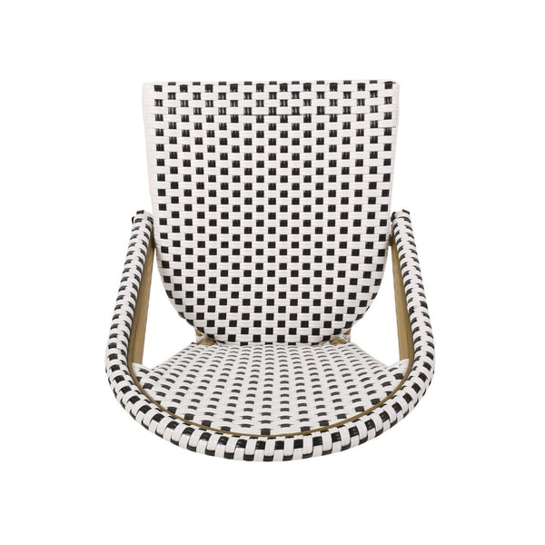 English Elm French Bistro Outdoor Chair Set of Two Woven Rattan Patio Seating for Garden or Balcony N772P451638B